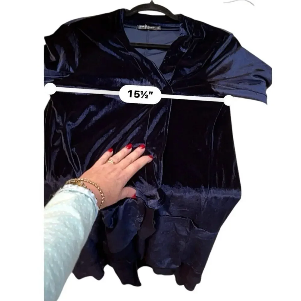 Urban Coco Velour Duster Coat Medium Sapphire Blue Chiffon Whimsygoth Fairycore